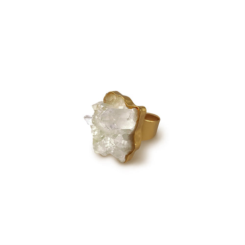 Anillo drusa de Cuarzo Cristal