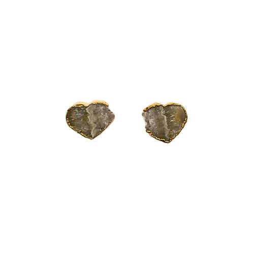 Aretes corazón escala cuarzo cristal claros