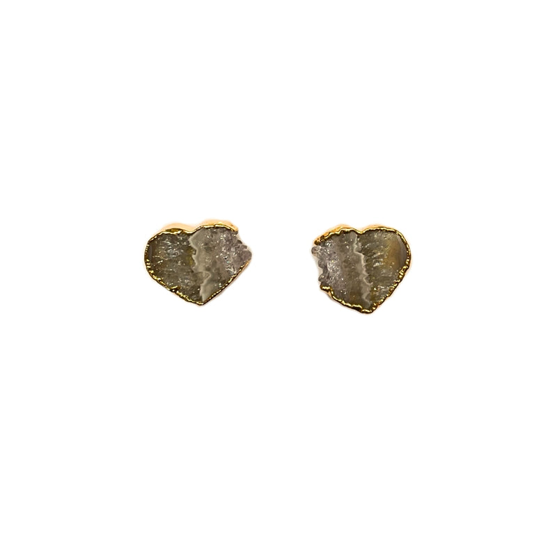 Aretes corazón escala cuarzo cristal claros