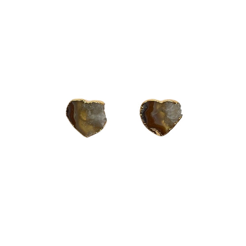 Aretes corazón escala cuarzo cristal