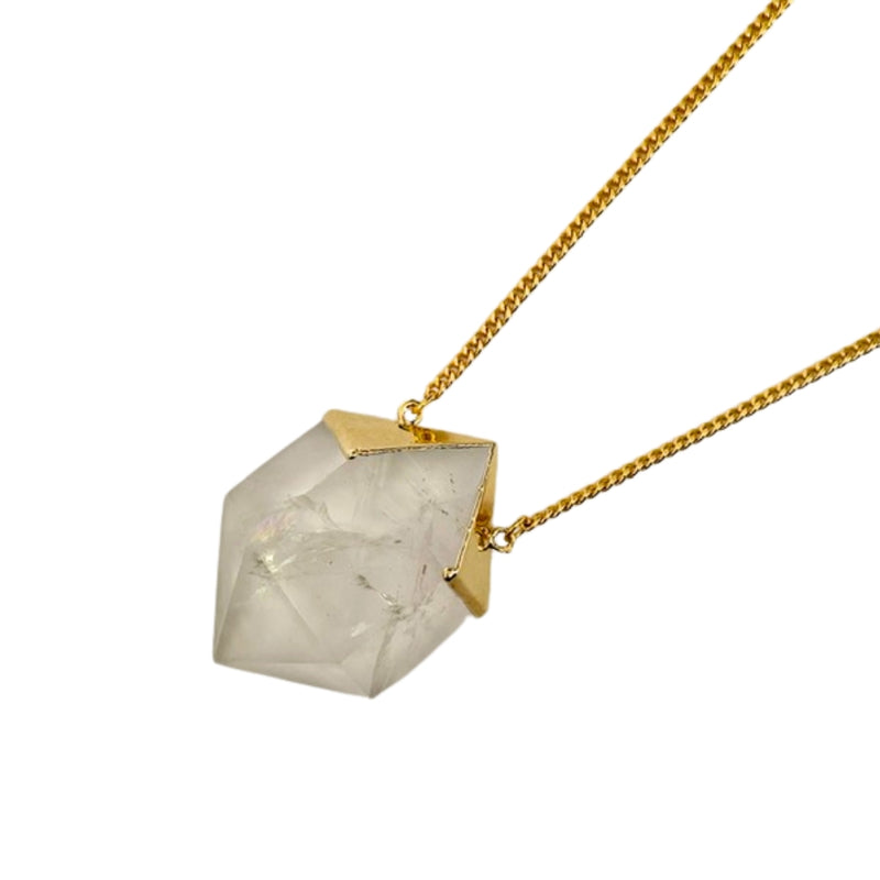 XL Hexagon Necklace Crystal Quartz 