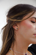 Aretes drusa de ágata hexágono gris