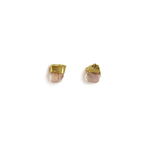 Aretes Cuarzo Rosa en bruto