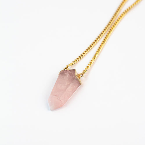 Collar punta Cuarzo Rosa